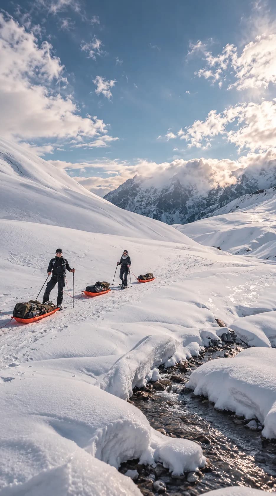 Snowshoeing, pulka and bivouac in the Cerces