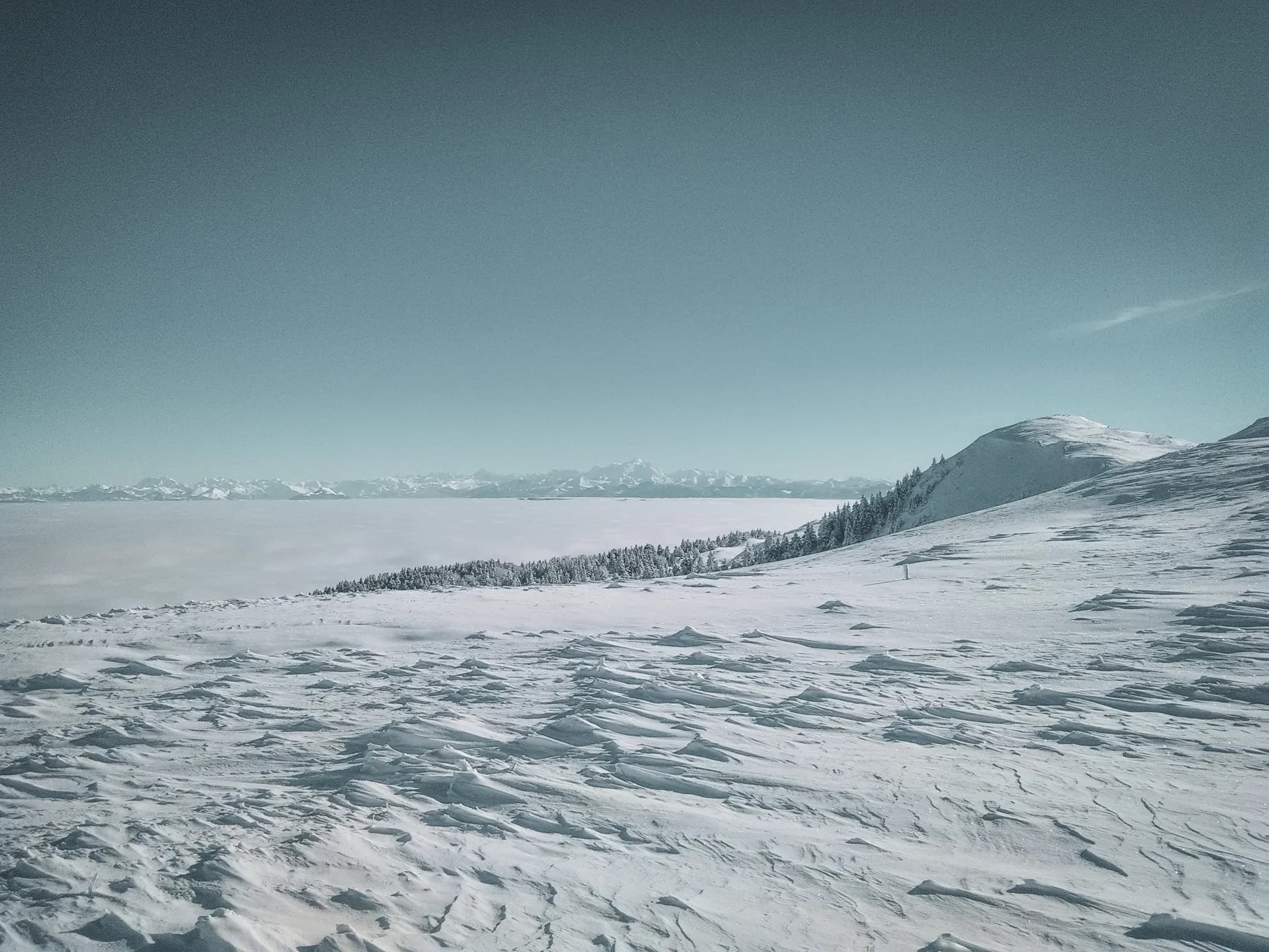 Paysage hivernal majestueux du Jura suisse, enneigé et lumineux, invitant à l'évasion.
