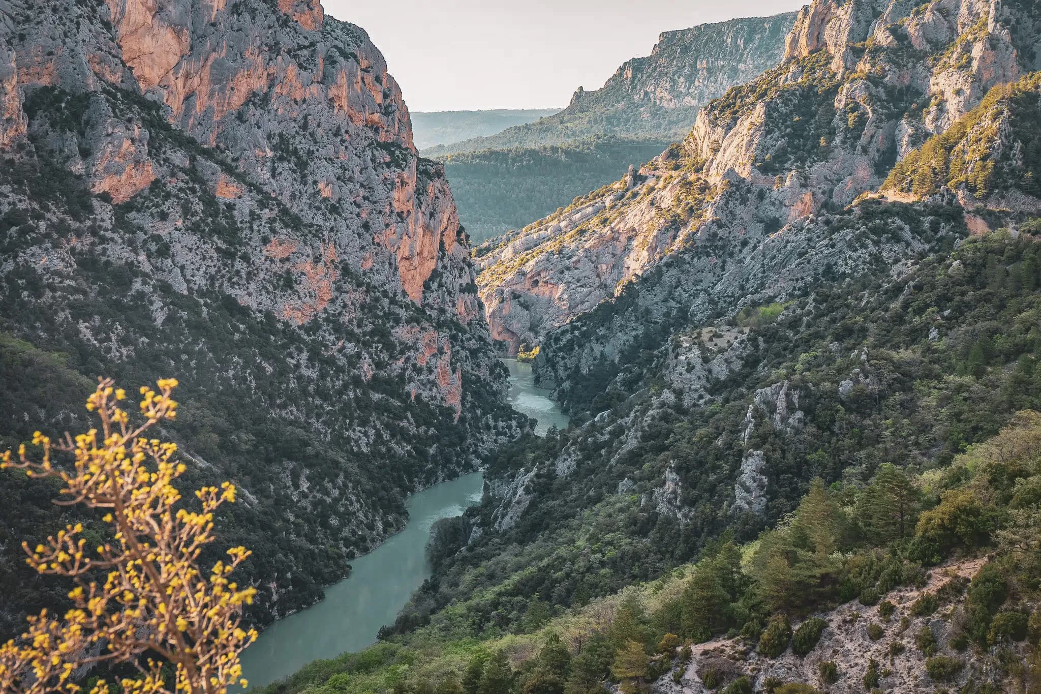 Spectacular view of the Gorges du Verdon, with its majestic cliffs and emerald river.