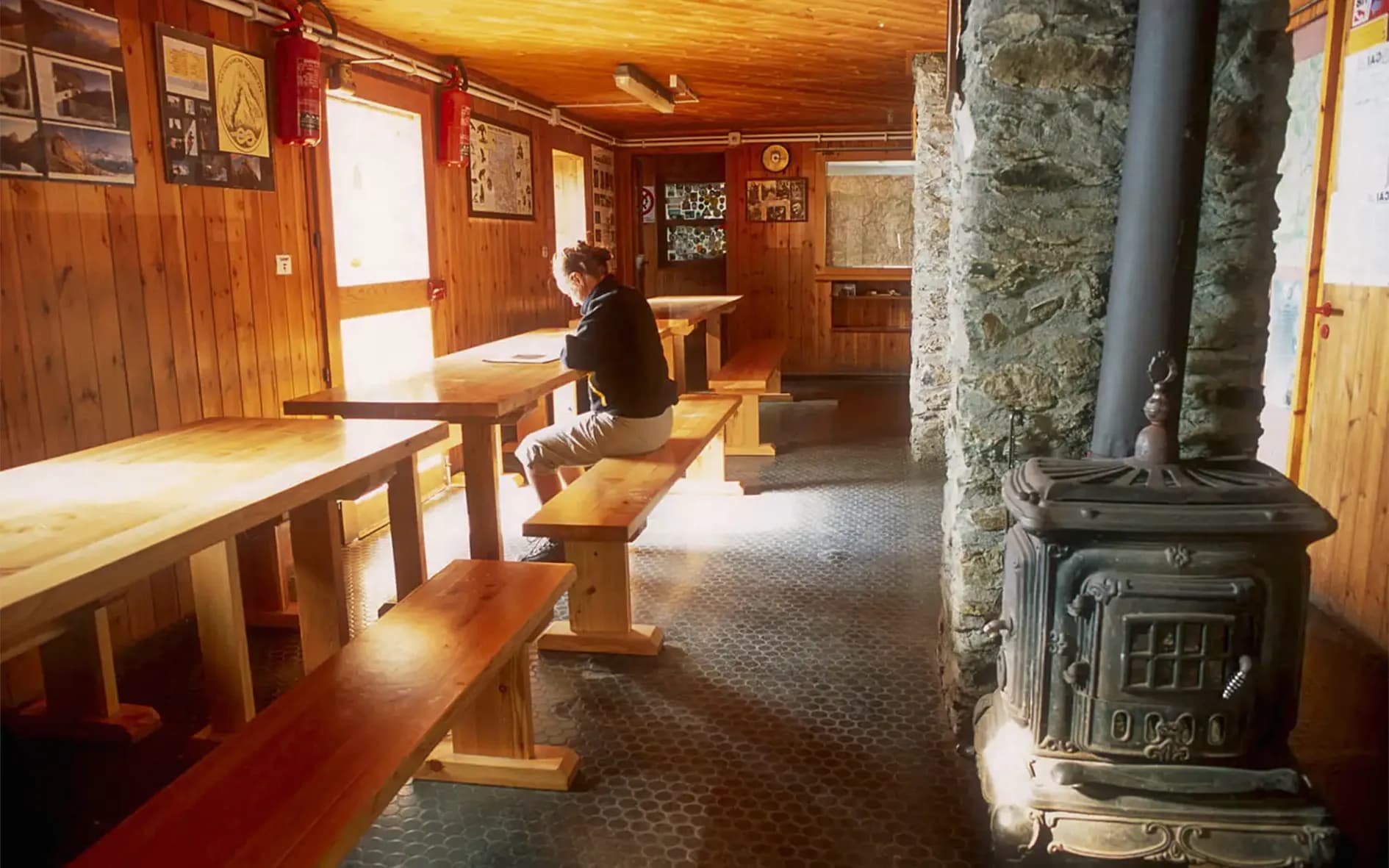 A cosy wooden Mountain hut offering a peaceful break for hikers.