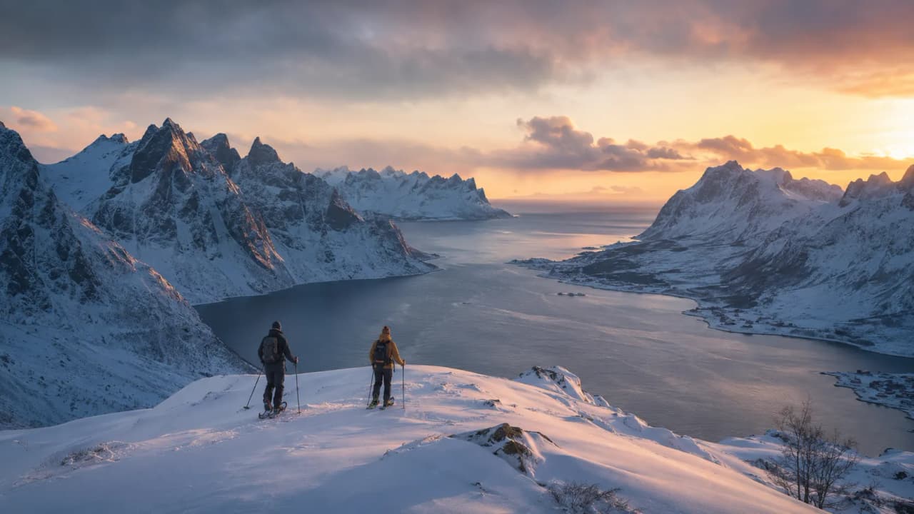 Snow-covered landscape of the Senja Fjords