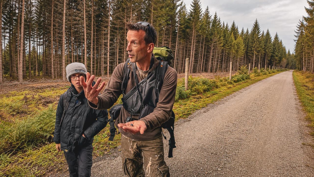 Un guide passionné partage son savoir, entouré par la forêt d'Ardenne, prêt pour l'écoute du brame.