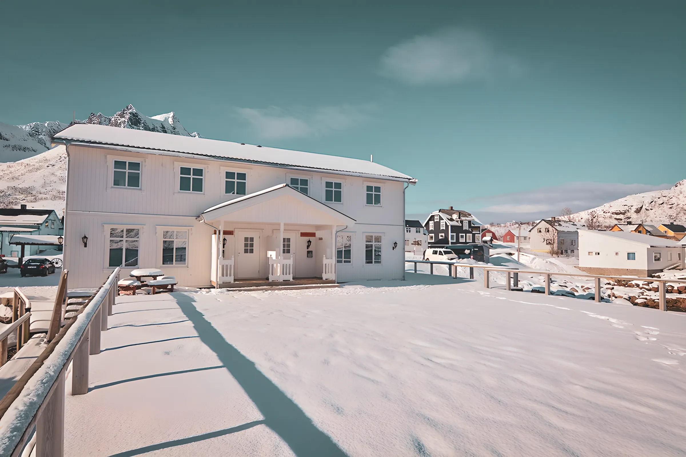 Comfortable chalet in a snowy landscape, ideal for an adventure in Norway.