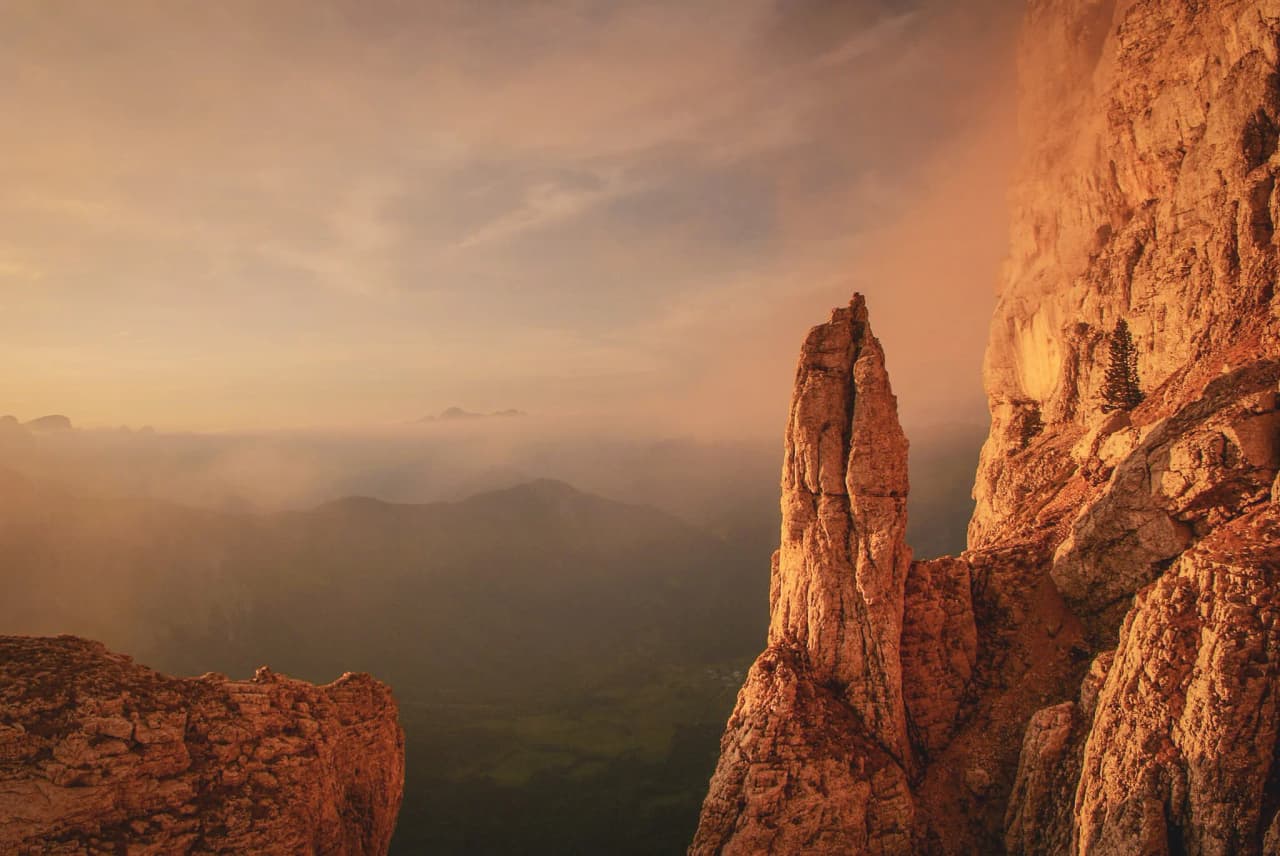 Spectacular panorama of Mont Aiguille, normal route