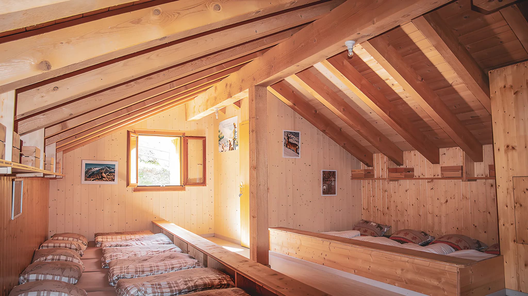 The cosy interior of a mountain hut, ideal for resting after an alpine adventure.