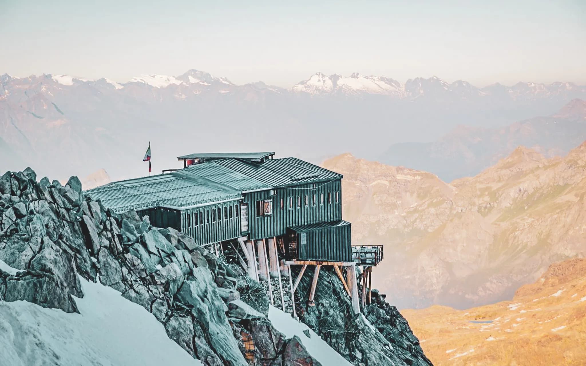 A mountain chalet overlooking the majestic peaks of Mont Rose.