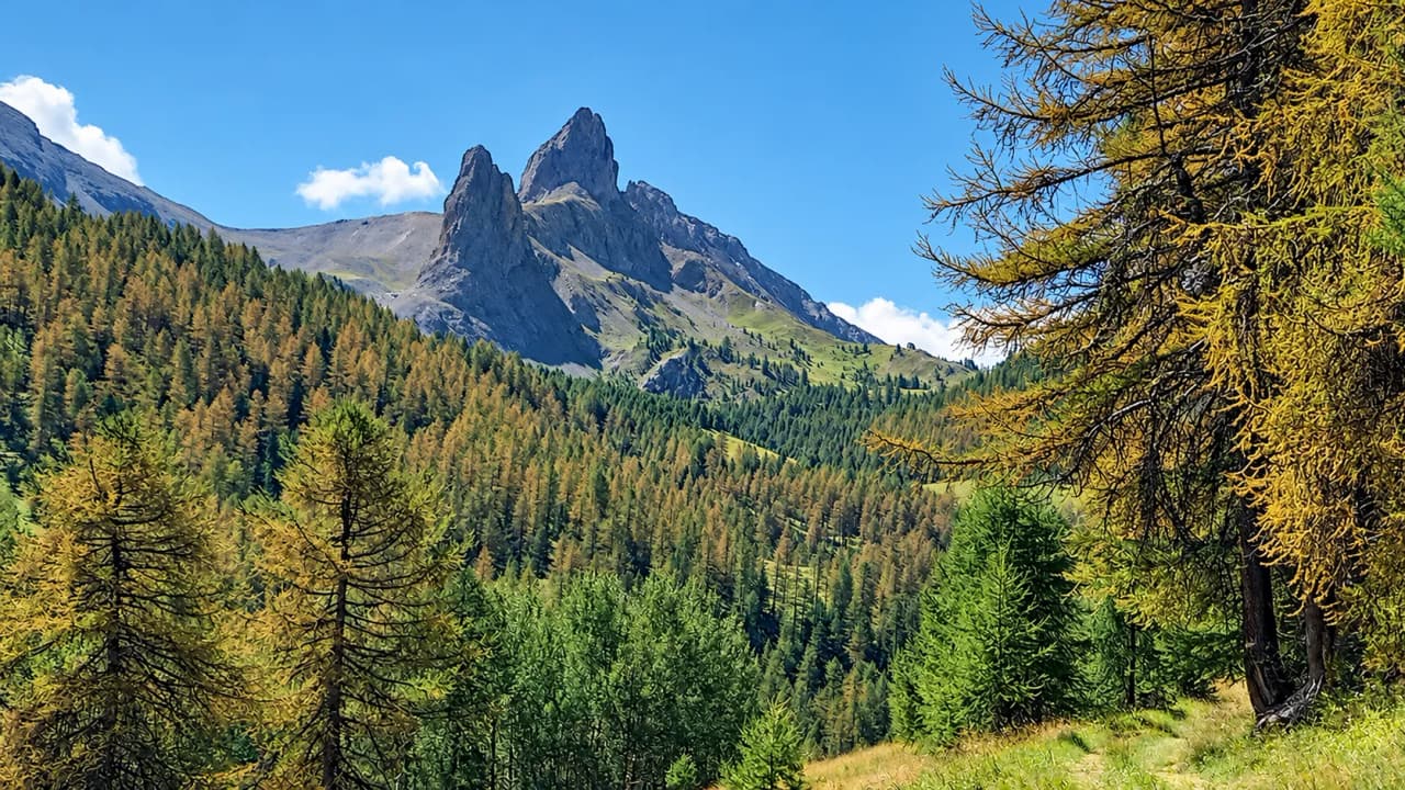 De majestueuze bergen van de Queyras, groene bossen en een blauwe lucht: een uitnodiging tot avontuur.