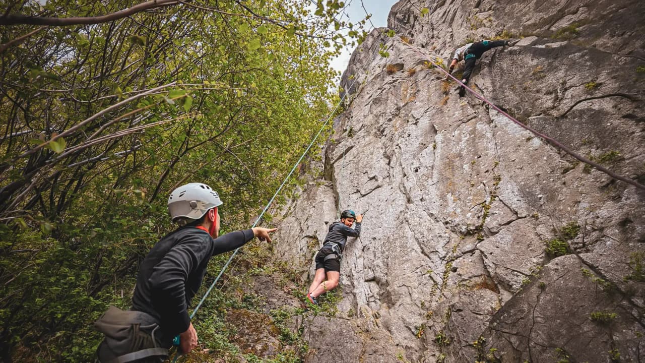 Climb the green cliffs of Yvoir, guided by a passionate instructor.