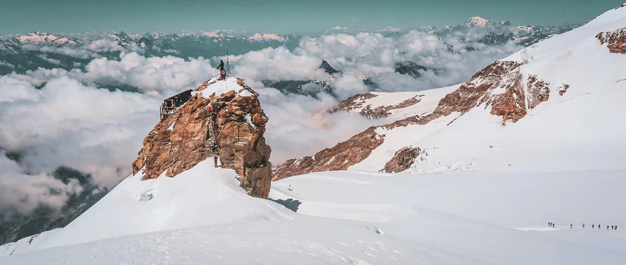 A magnificent view taken during a ski touring ascent of the 4000m peak of Mont Rose.