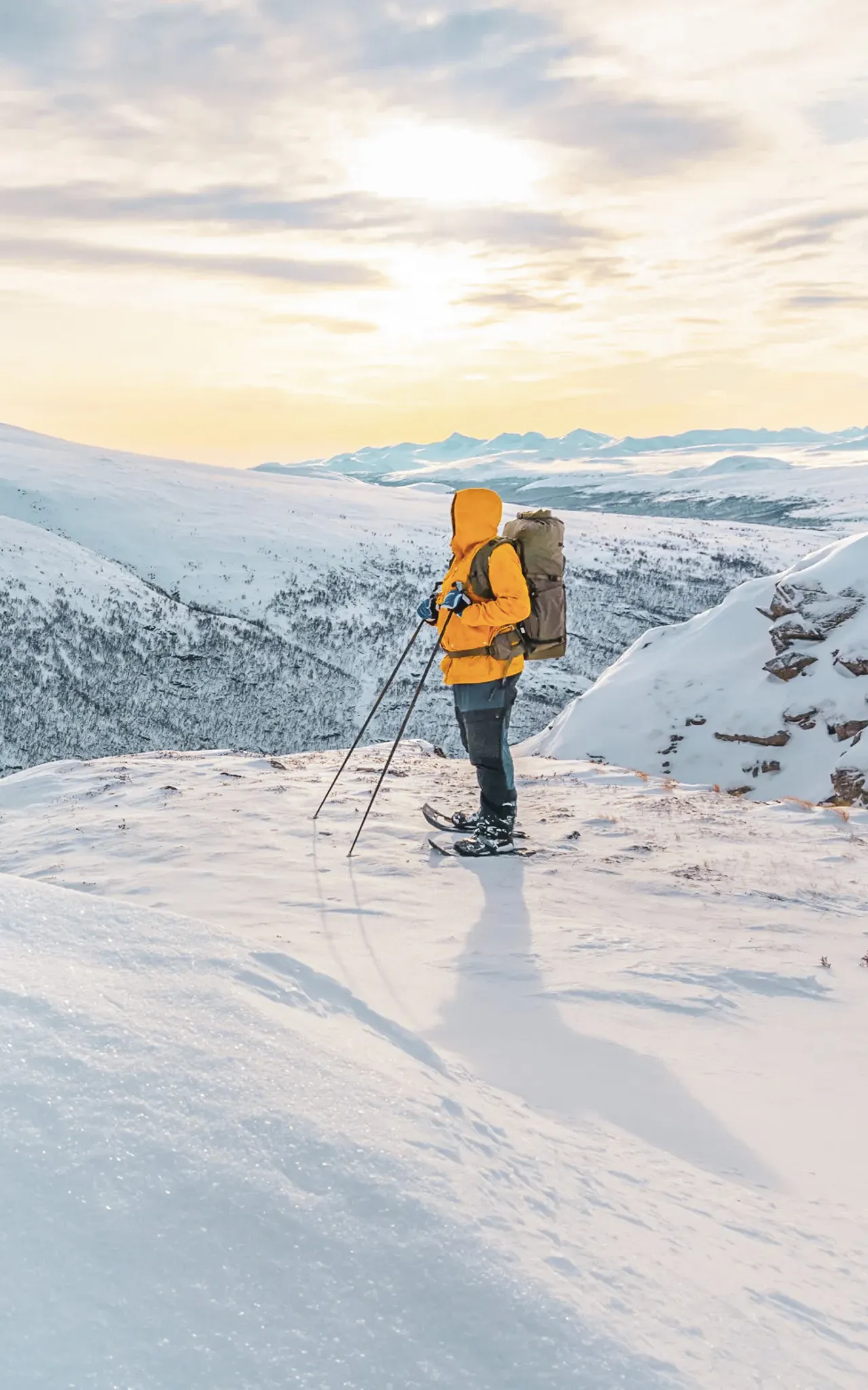 Sneeuwschoenwandelen onder het noorderlicht van Zweeds Lapland