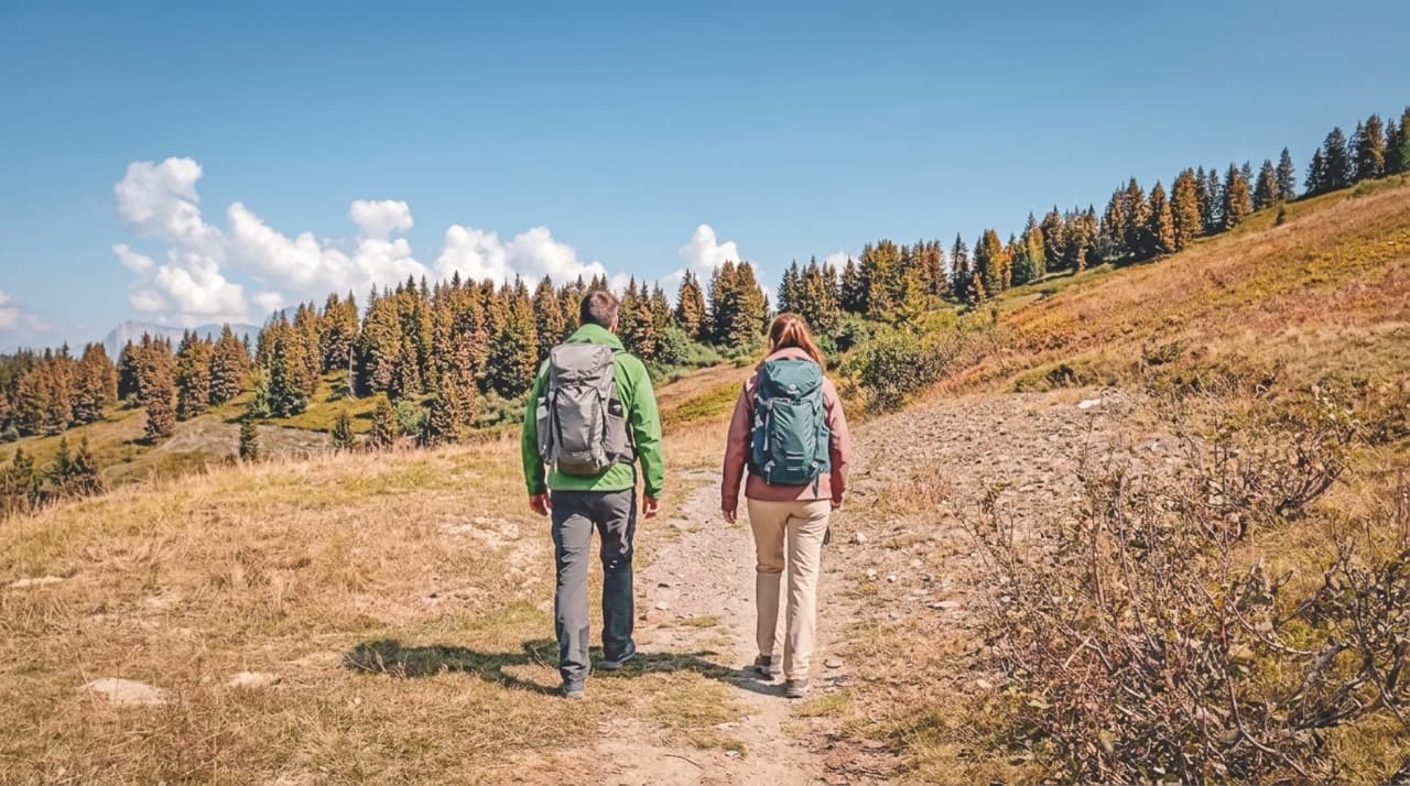 A peaceful walk along the ridges, with the mountains and alpine scenery as a backdrop.