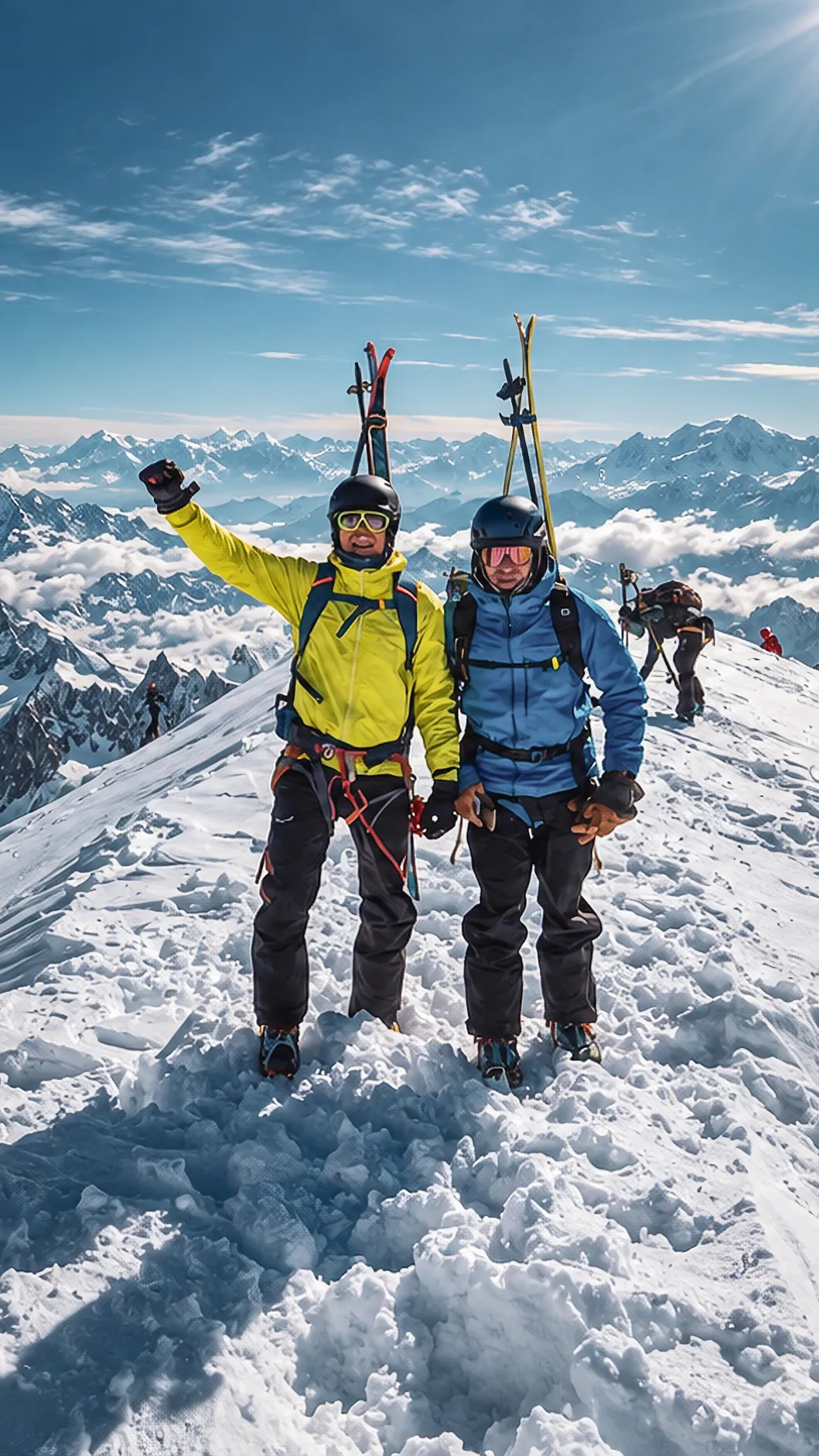 Beklimming van de Mont Blanc op toerski's