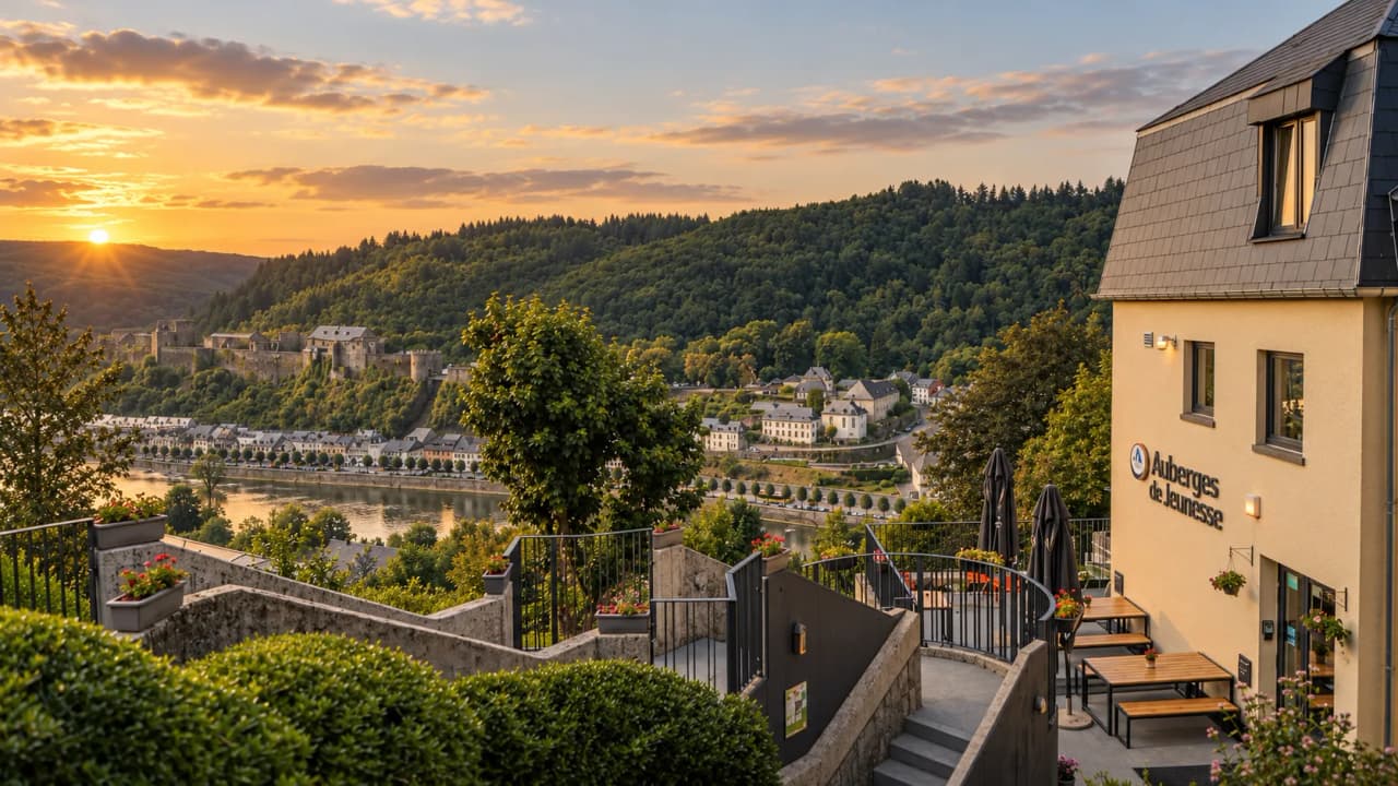 Coucher de soleil sur Bouillon, entre nature verdoyante et vue sur la Semois. Évasion garantie !