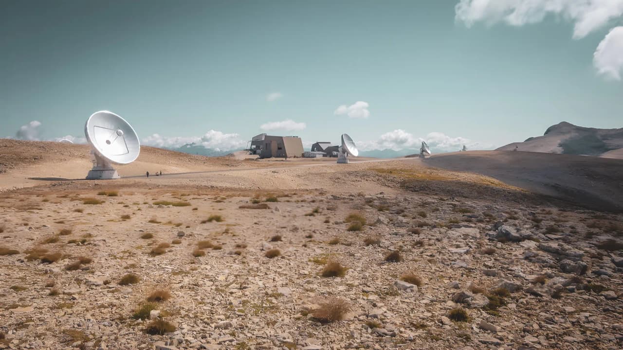 The wild beauty of the Dolomites: satellite dishes, arid landscapes and majestic peaks.
