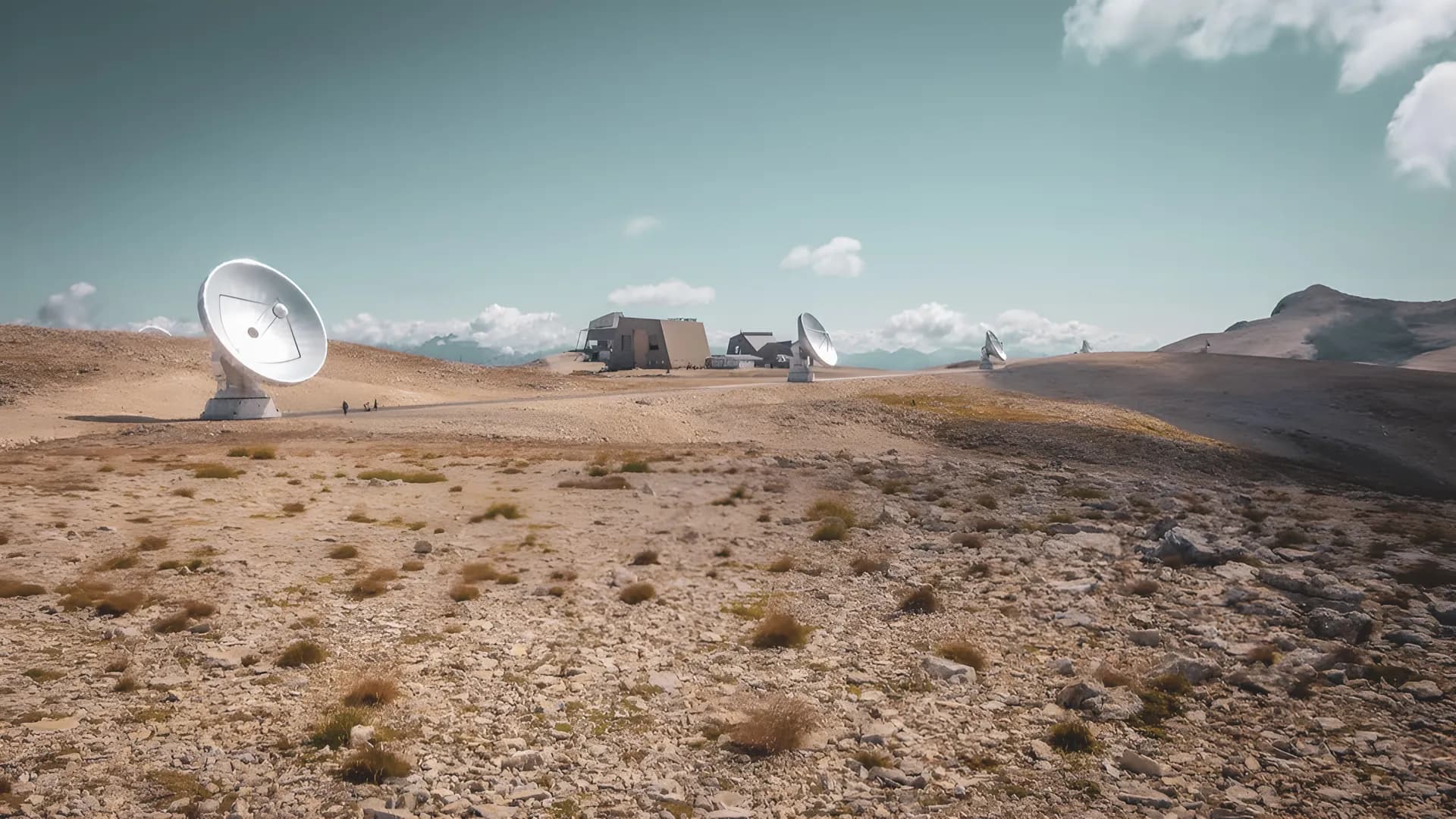 The wild beauty of the Dolomites: satellite dishes, arid landscapes and majestic peaks.