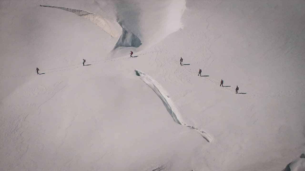 Groupe de randonneurs en plein cœur du glacier d'Aletsch, avec des paysages spectaculaires.