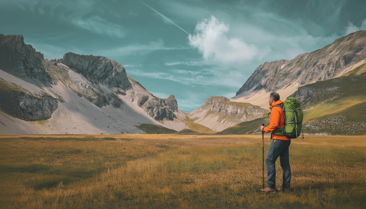 Hikers contemplating the majestic mountains and wild landscapes of the Dévoluy.