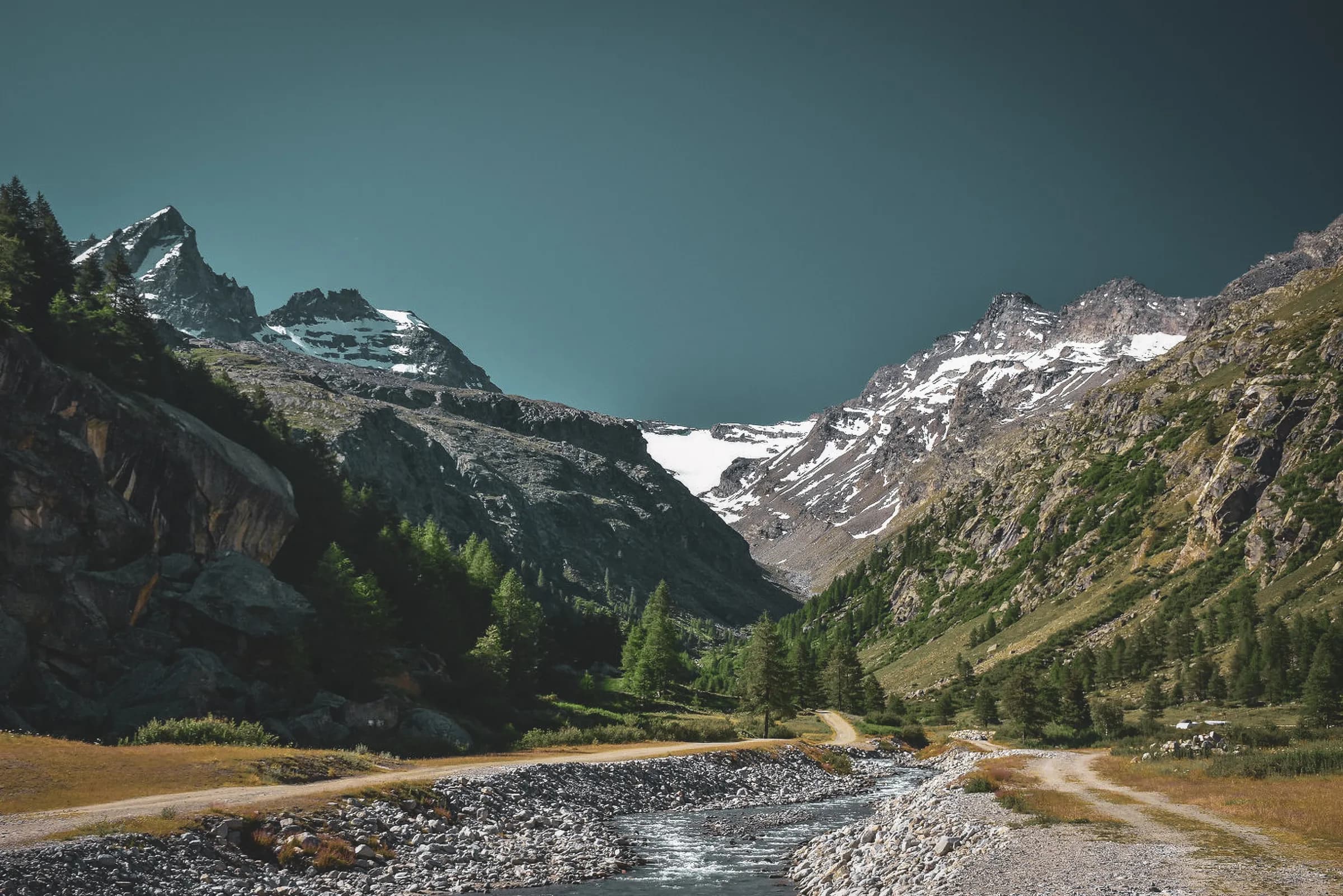 Snow-covered Alpine landscape at Gran Paradiso in Italy